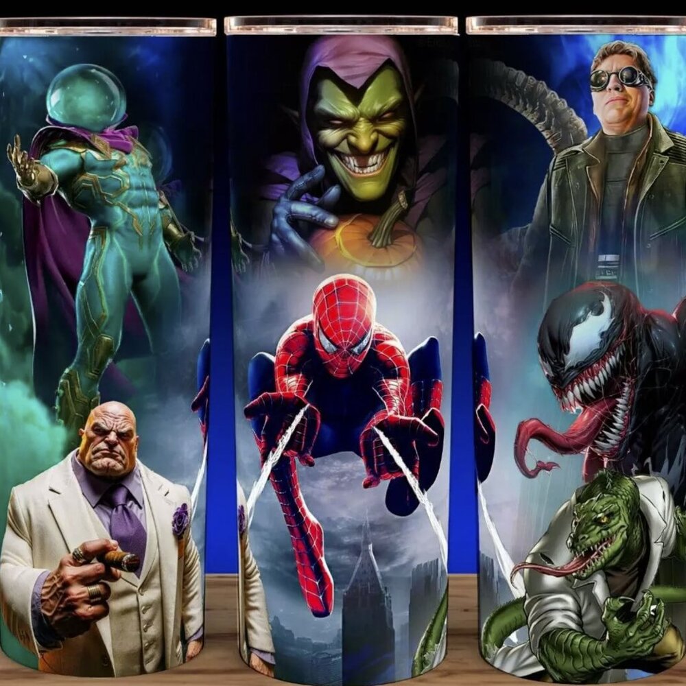 Spider-man  and Villains Comic Book Style Cup Mug Tumbler